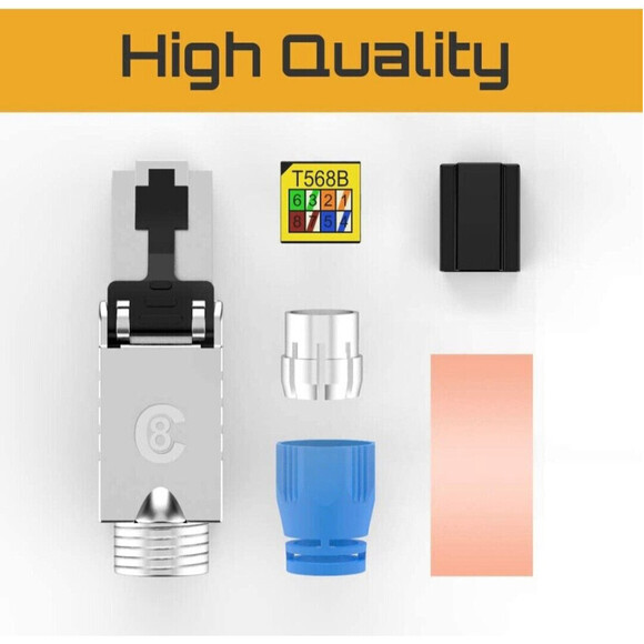 Cat8 Ethernet Cable Connector [GHMT & DSX8000 Certified] RJ45 Metal Tool Free... - Picture 6 of 7